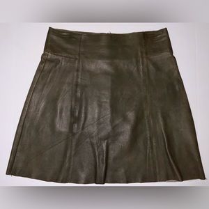 Zara olive green lamb skin leather skirt